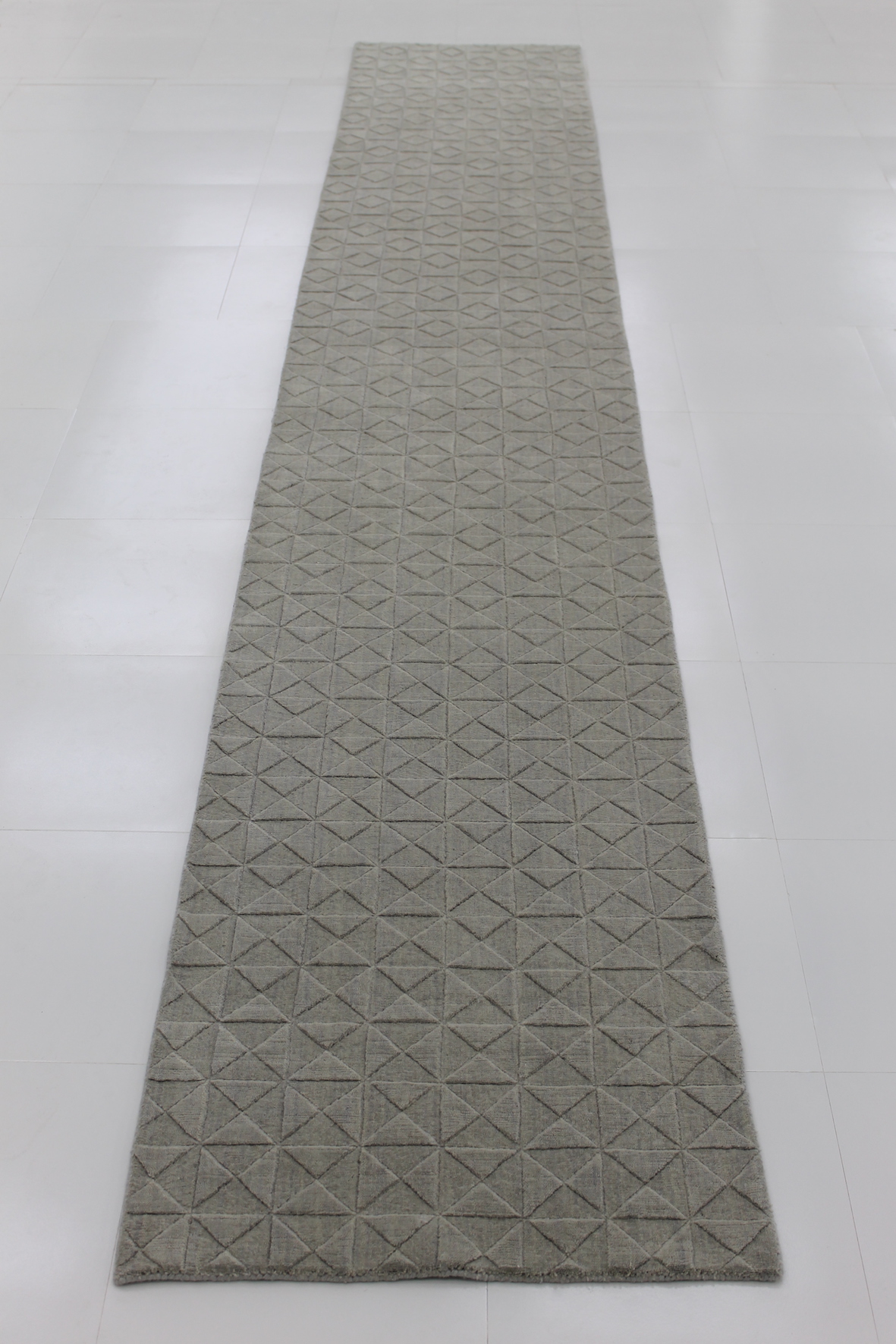 Silver carved hall runner rug